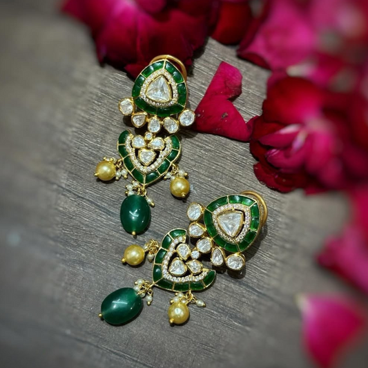 Elegant Floral Diamond-Style Dangle Earrings
