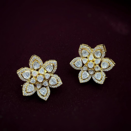 Elegant Floral Diamond-Style Stud Earrings