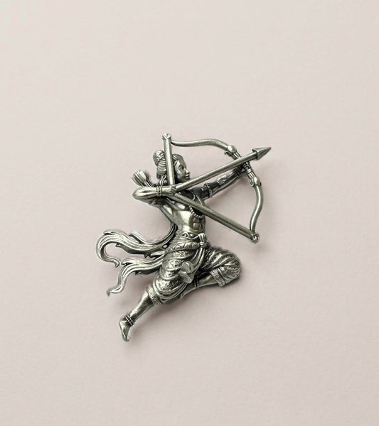 Lord Rama Silver Brooch