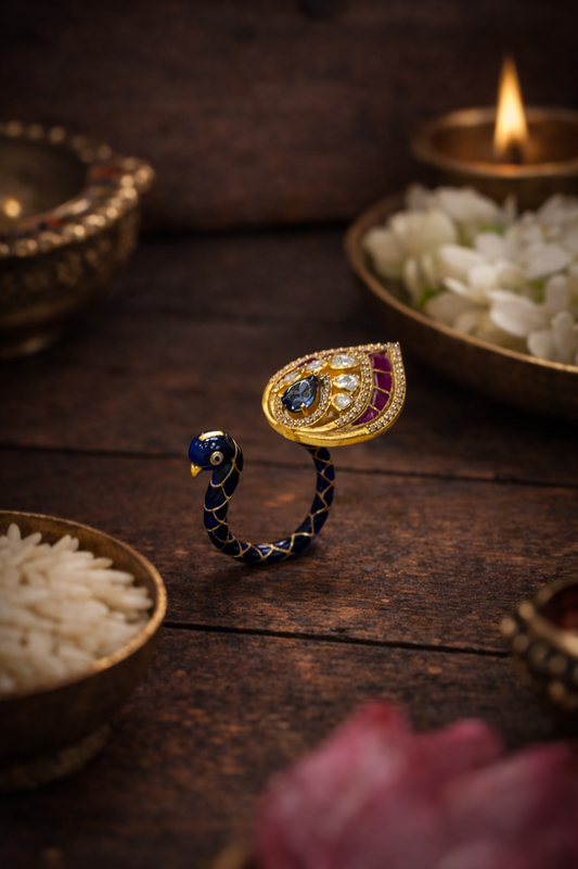 Mayura Meenakari Statement Ring