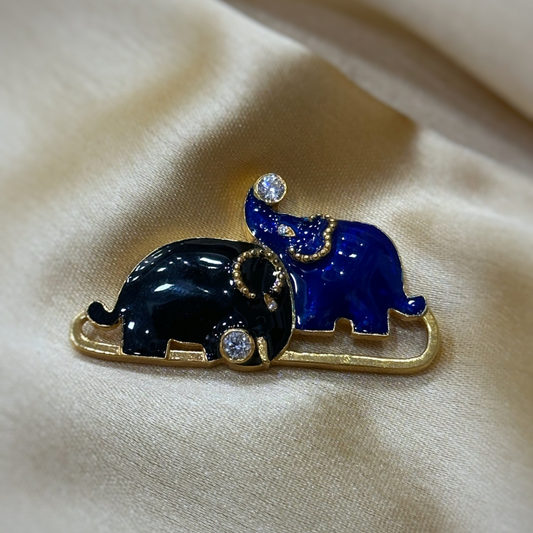 Regal Elephant Duo Brooch