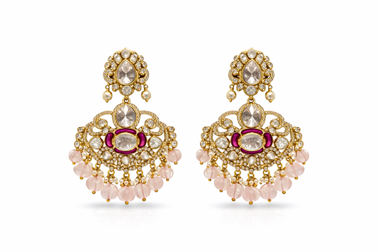 Pink Pearl Chandbali