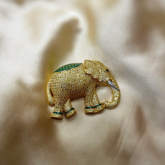 Majestic Golden Elephant Brooch