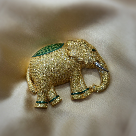 Majestic Golden Elephant Brooch