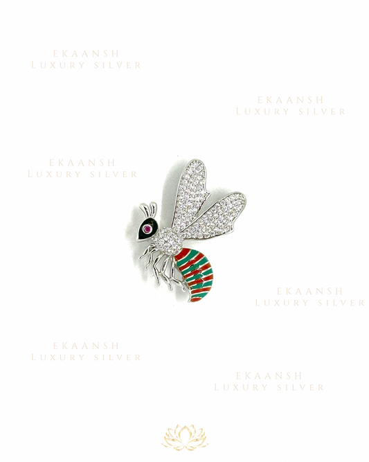 Crystal Bee 925 Silver Brooch