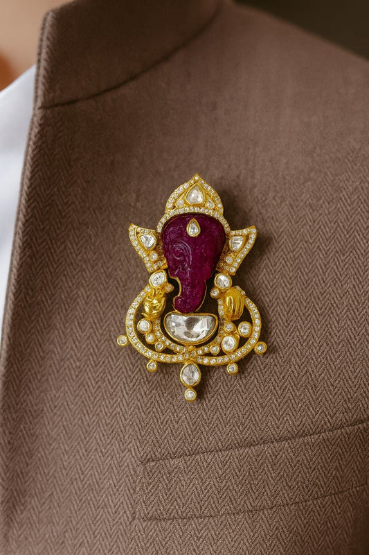 Shringaar Ganesha Polki Brooch