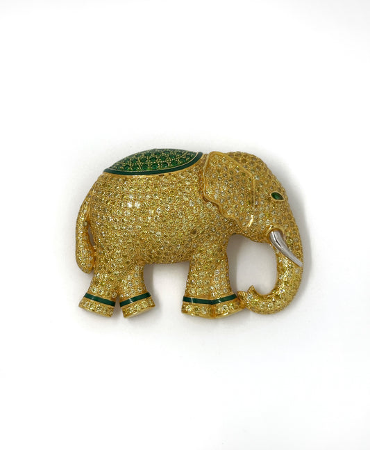 Majestic Golden Elephant Brooch