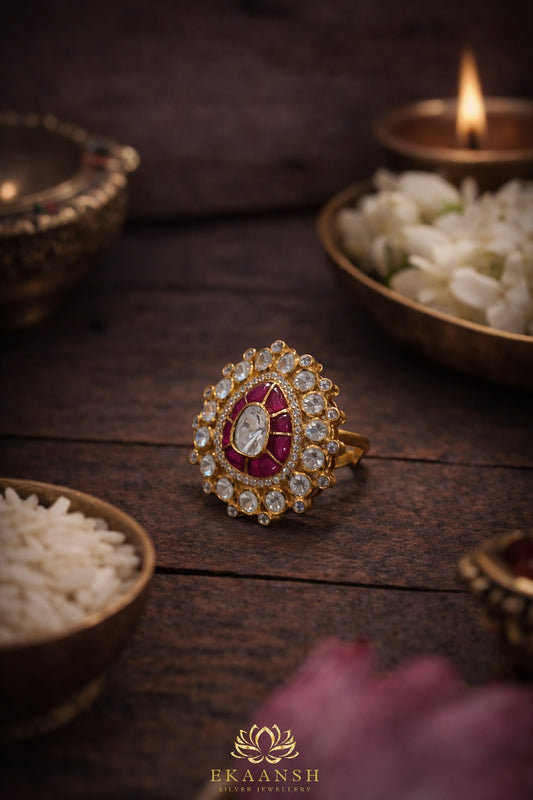 Ruby halo ring