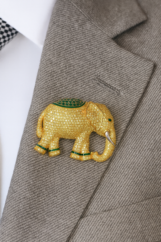 Majestic Golden Elephant Brooch