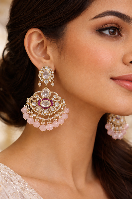 Pink Pearl Chandbali