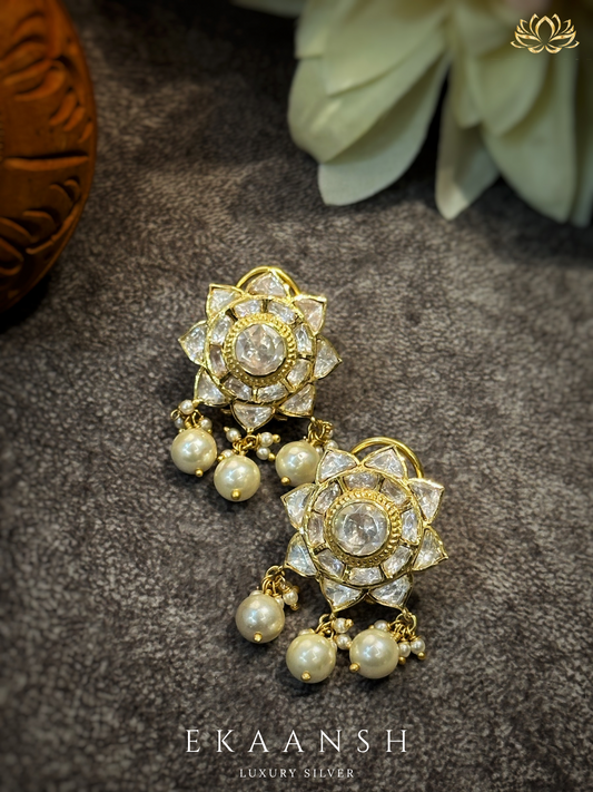 Floral Polki Pearl Earrings