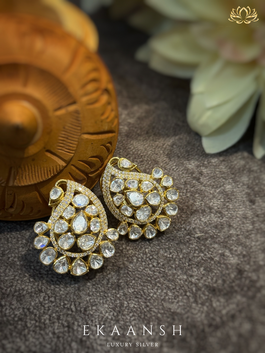 Chandrika Pear Kundan Studs