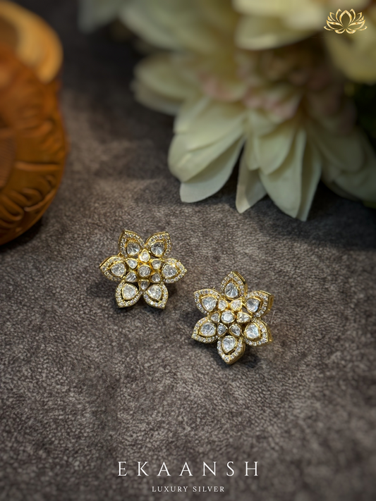 Elegant Floral Diamond-Style Stud Earrings