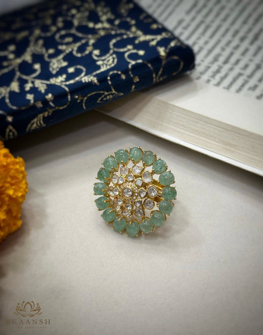 Mint petal radiance silver ring