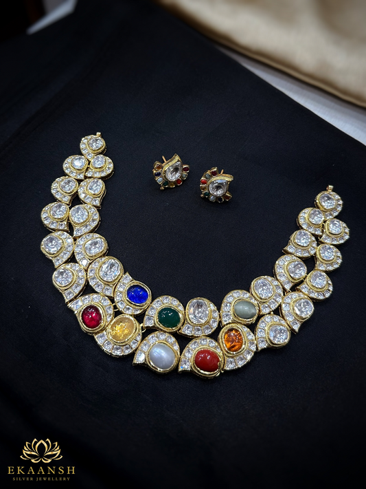 Navratna Kundan Necklace Set