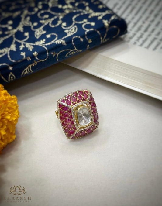 Gulnaar Ruby-Moissanite Ring
