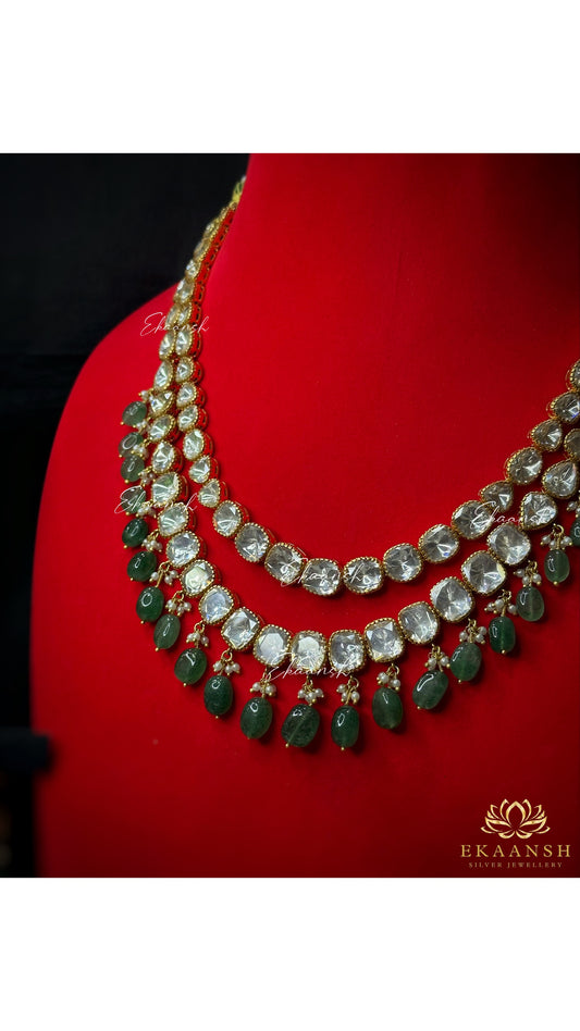 Raabta Dual-Layer Moissanite Polki Necklace