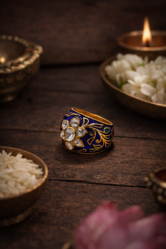 Neelam Meenakari Heritage Ring