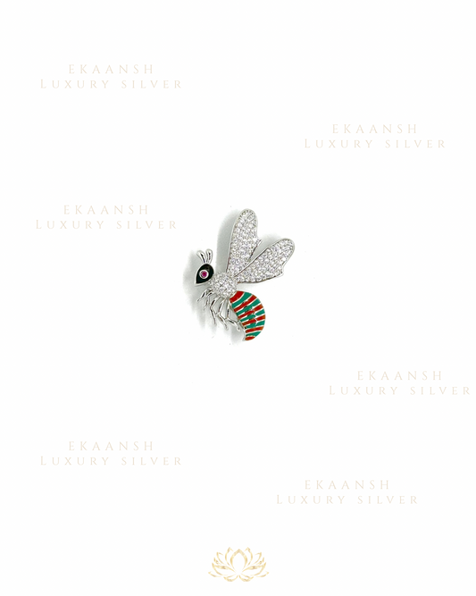 Crystal Bee 925 Silver Brooch