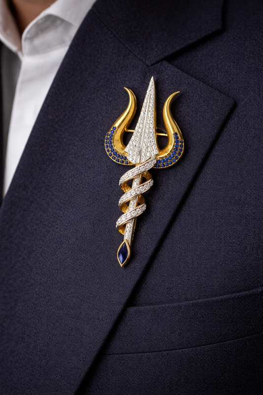 Rudra Neel Trishul Brooch