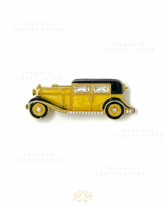 Yellow Vintage 925 Silver Brooch