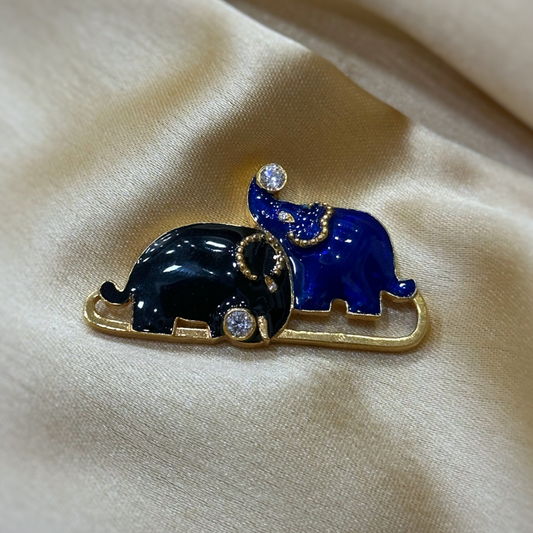 Regal Elephant Duo Brooch
