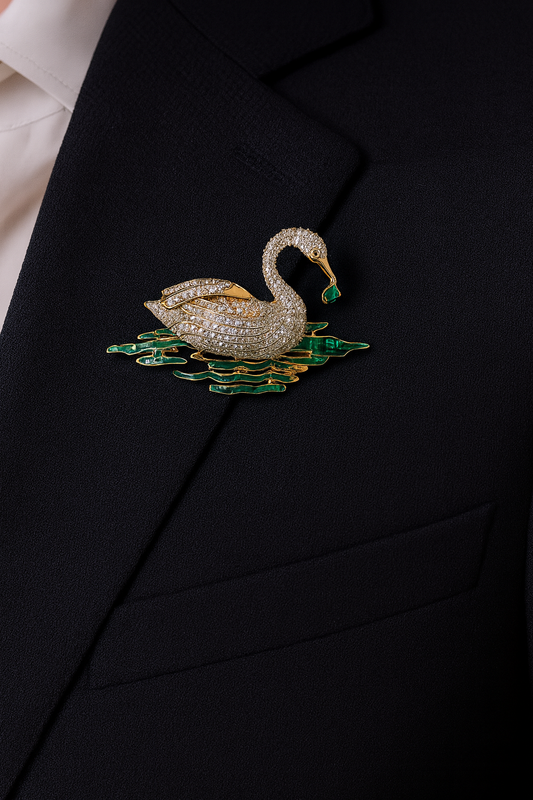 Emerald Lake Swan Brooch