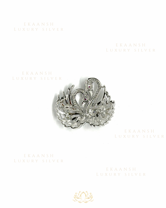 Crystal Swan 925 Silver Brooch