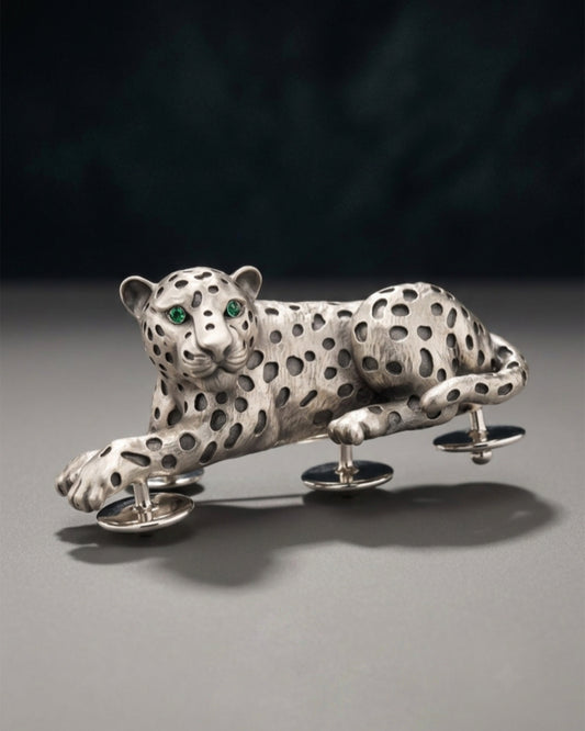 Resting Leopard 925 Silver Brooch