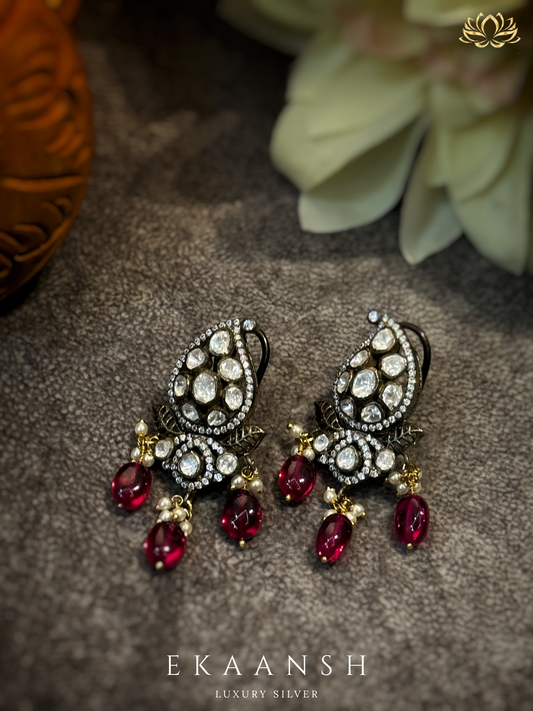 Ruhani Victorian Silver Kundan Earrings