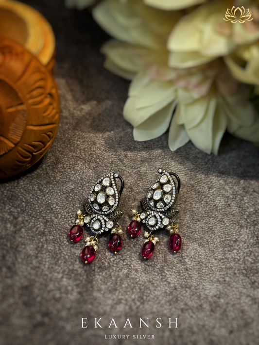 Ruhani Victorian Silver Kundan Earrings