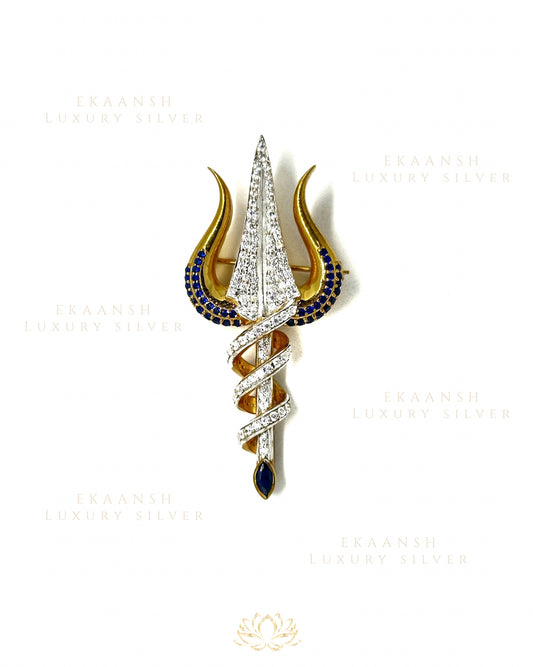 Rudra Neel Trishul Brooch