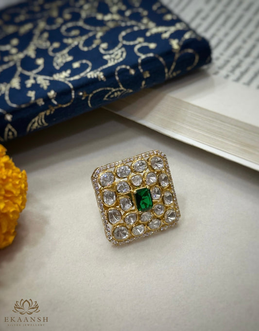 Zehra Emerald Silver Ring