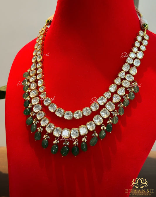 Raabta Dual-Layer Moissanite Polki Necklace
